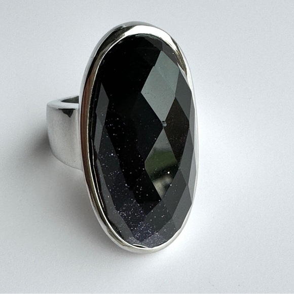 COCKTAIL Faceted Goldstone Ring Size 6 Stainless Steel Purple Gem Oversized Y2K - Picture 11 of 16